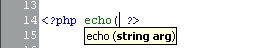 Exemple d'une info-bulle affichant les paramtres d'une fonction PHP